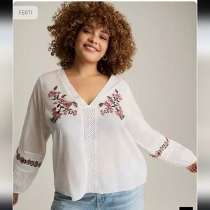 Torrid Festi 100% Cotton Embroidered Top